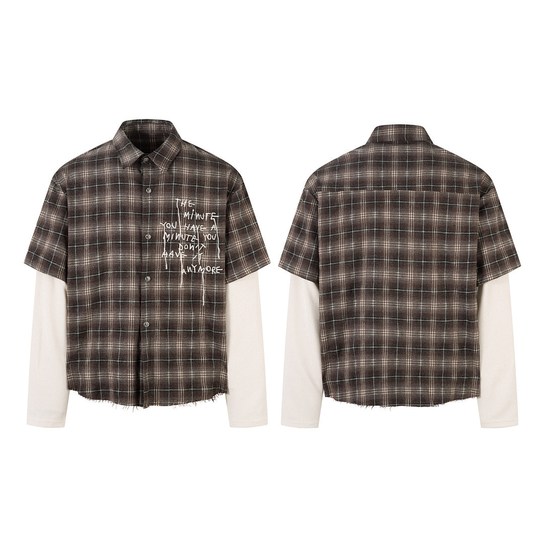Faux-layered shirt      Brown