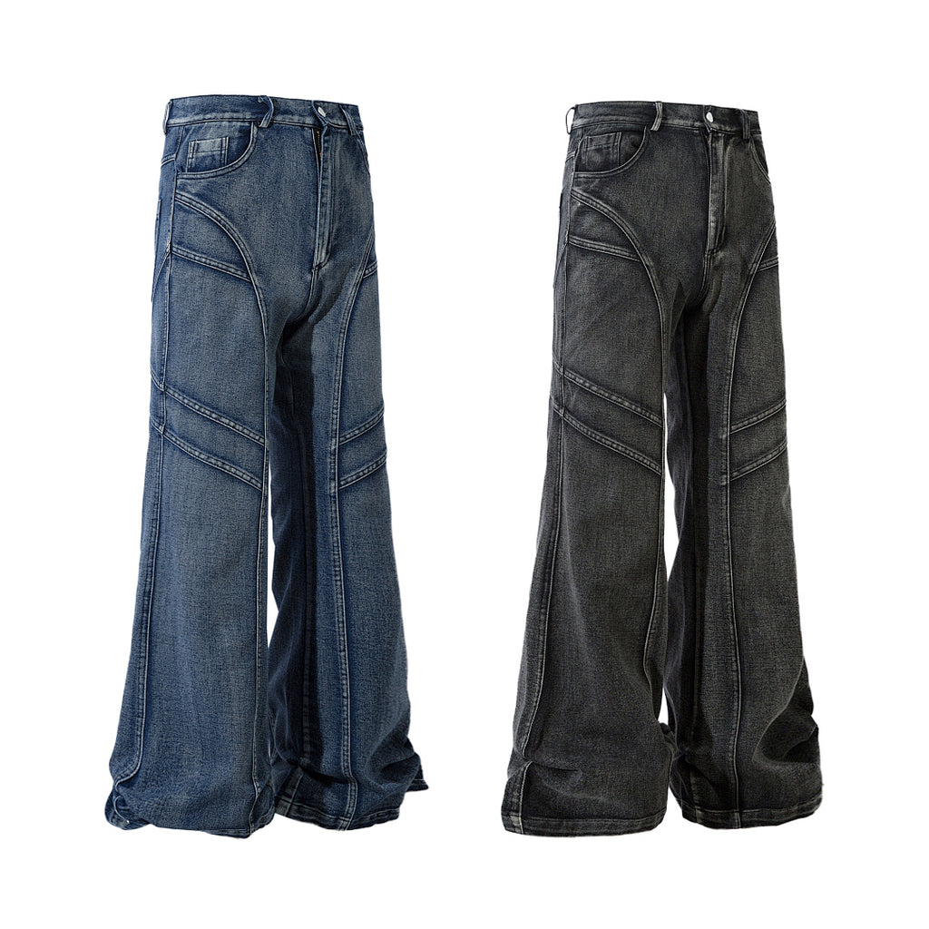 Heavy-duty patchwork denim trousers