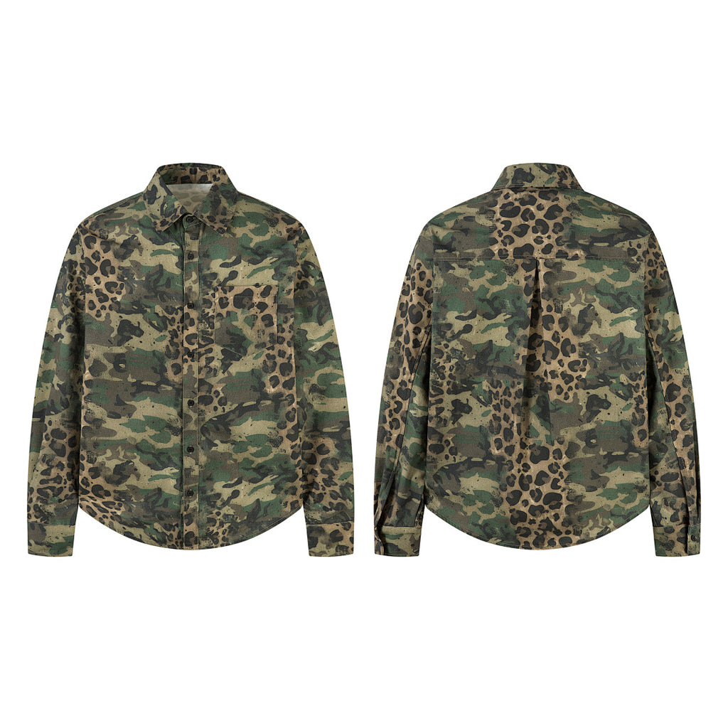 Leopard-print camouflage shirt – Green