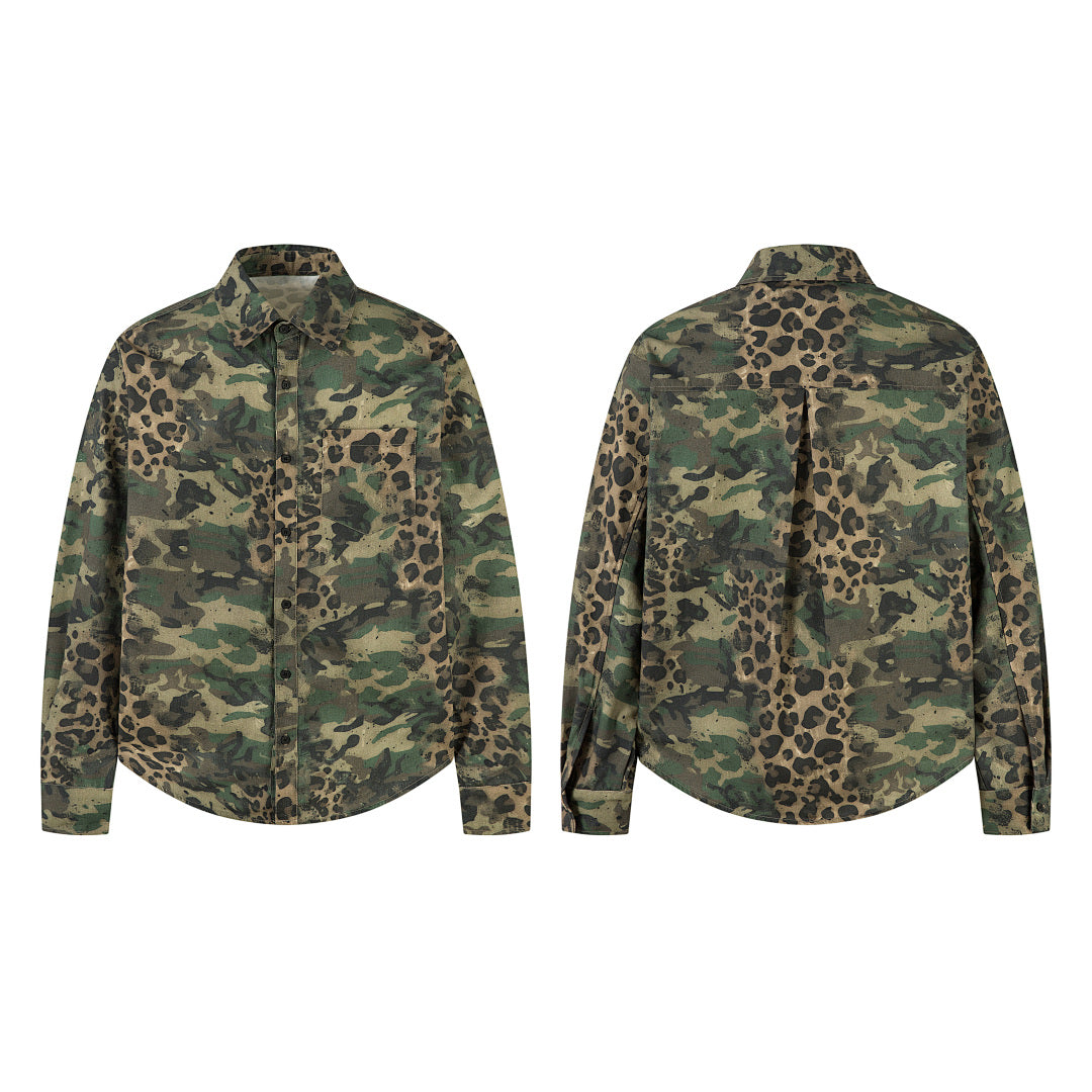 Leopard-print camouflage shirt – Green