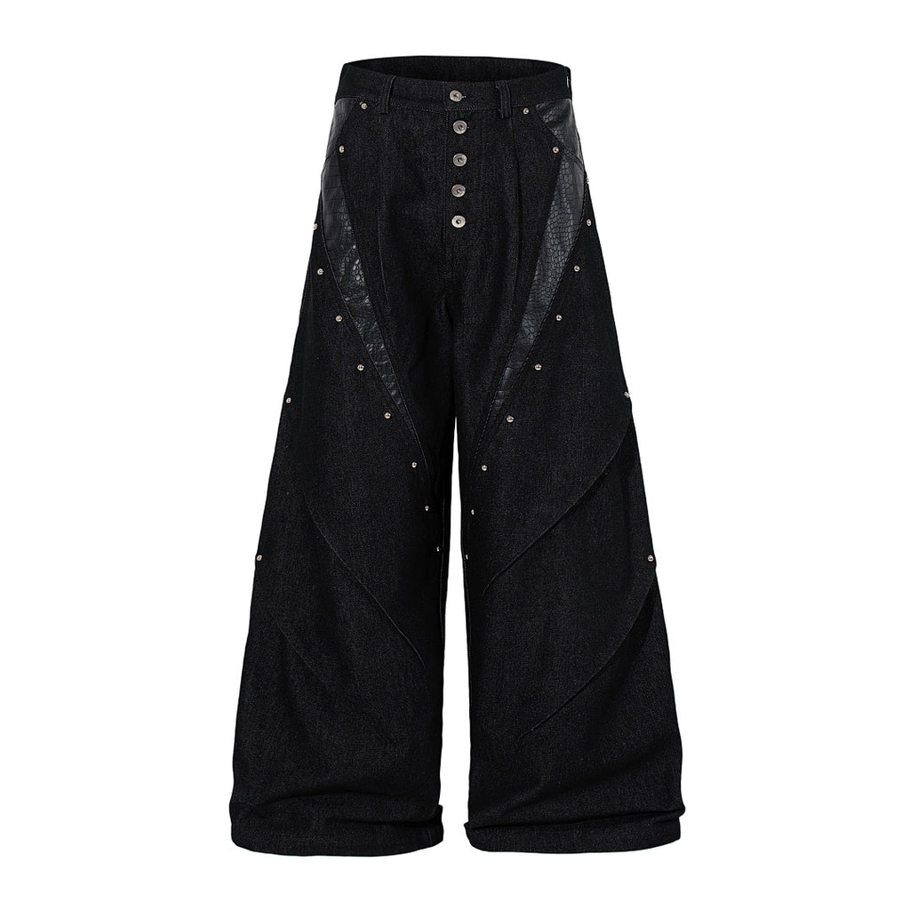 Raw denim jeans, black