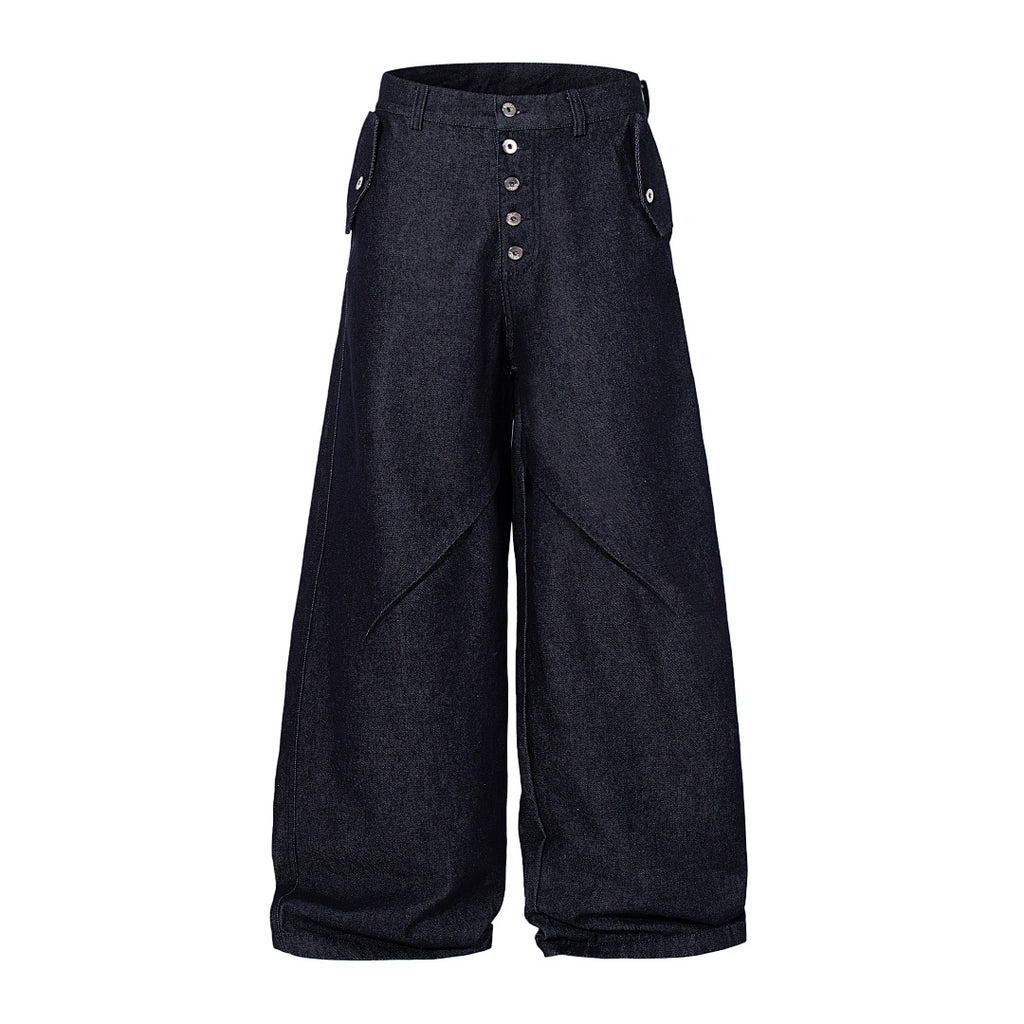 Raw denim jeans, blue