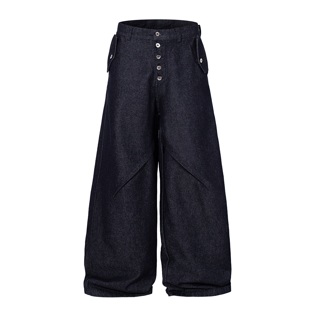 Raw denim jeans, blue