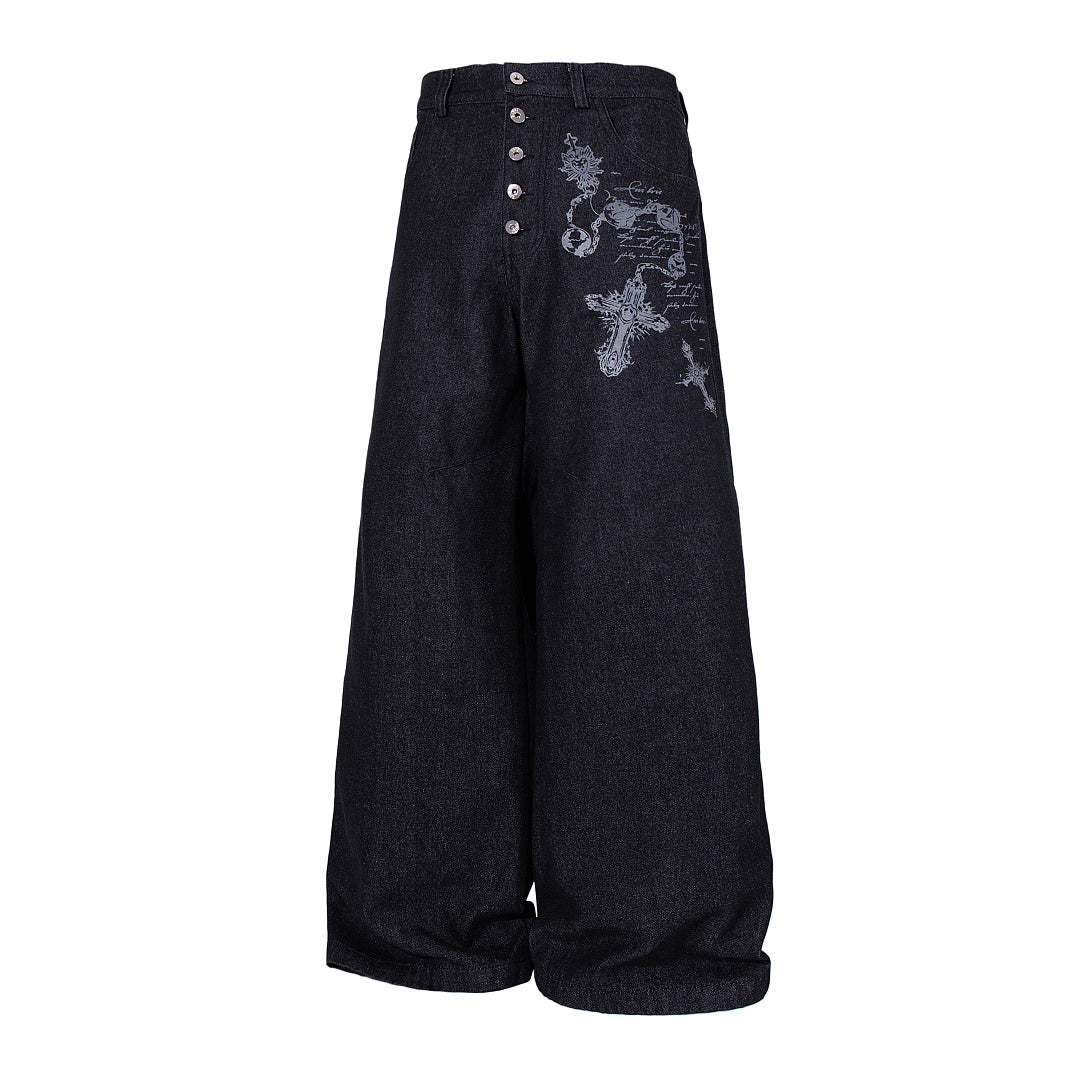 Raw Denim Jeans, Black