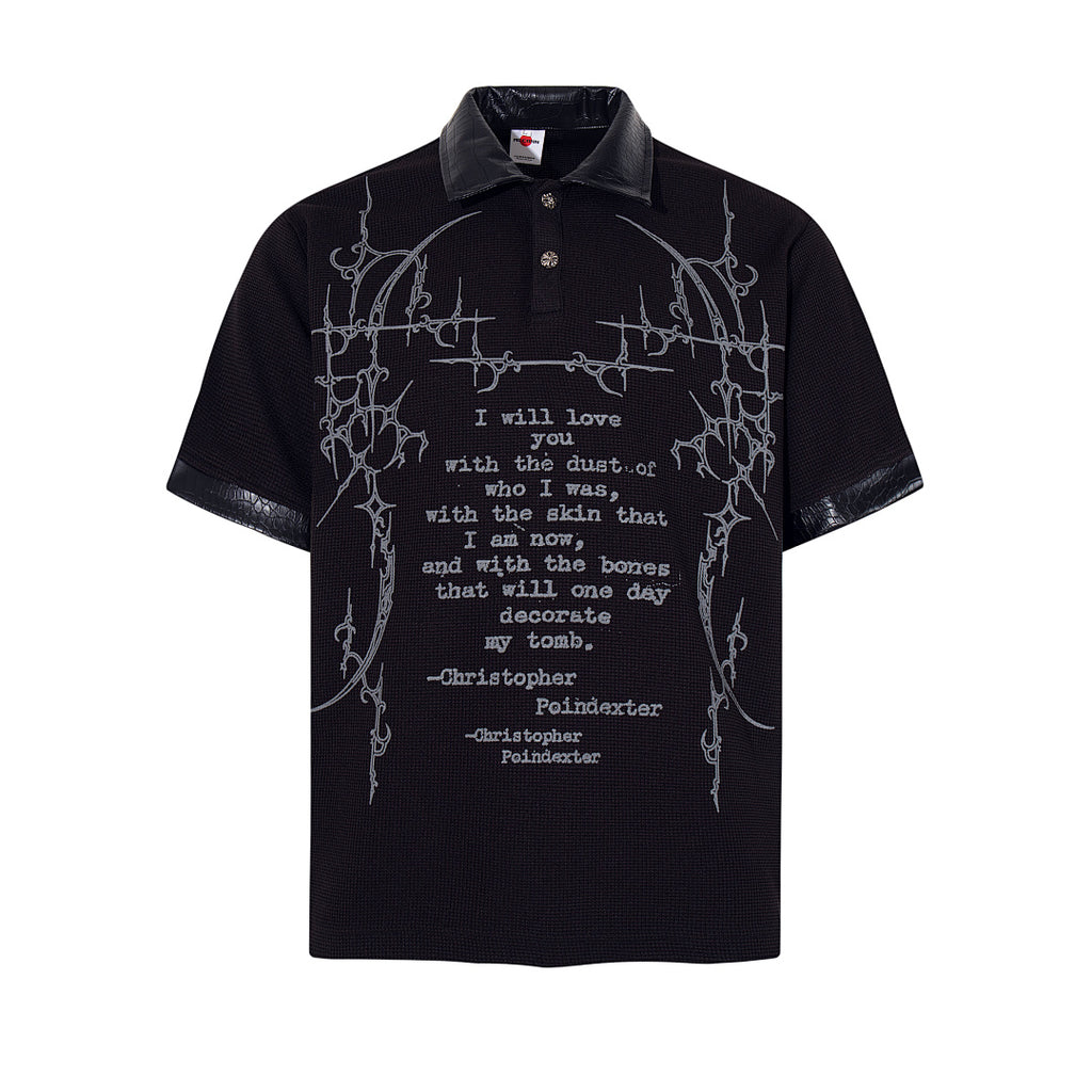 Waffle-knit short-sleeve polo shirt