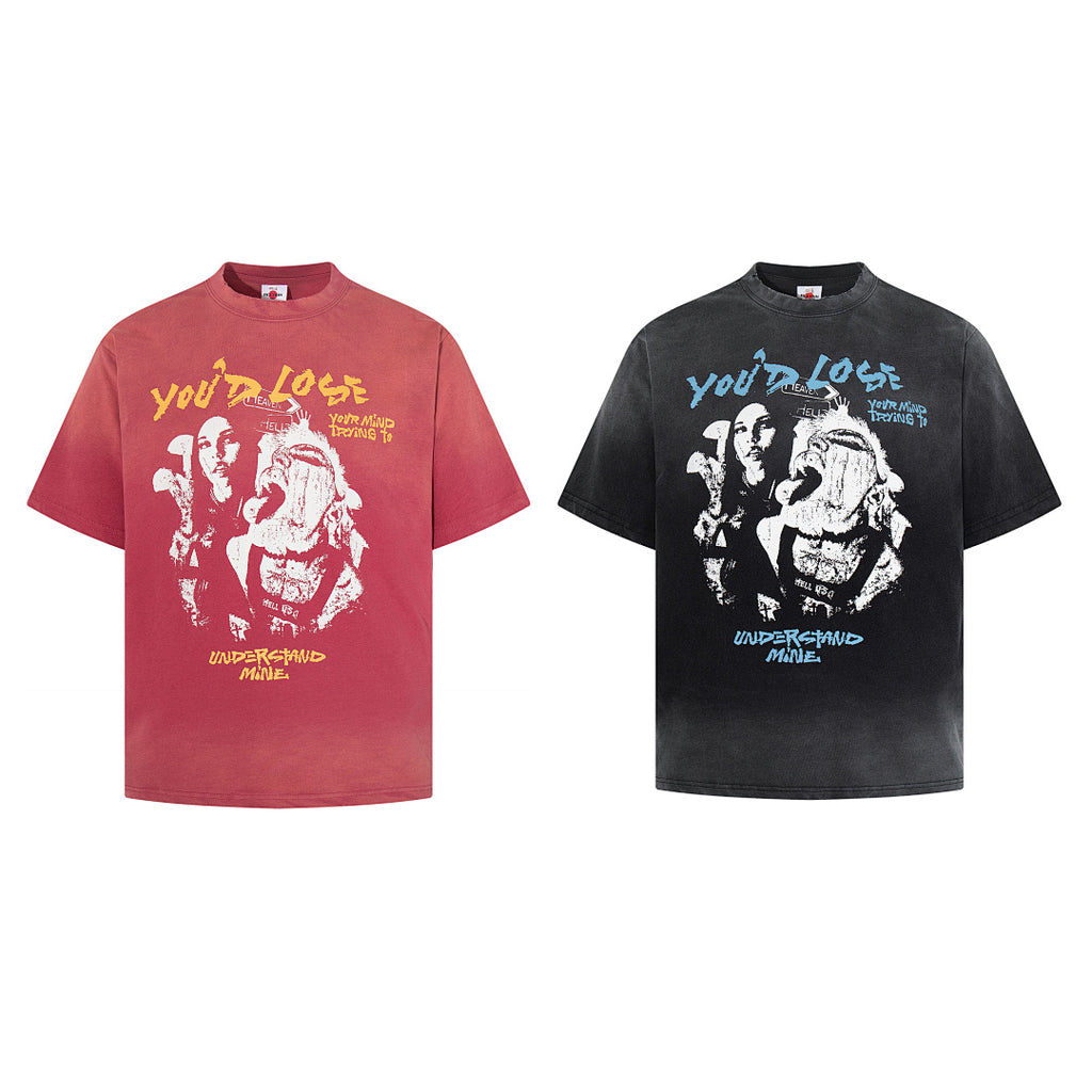 Washed Short-Sleeve T-Shirt – Black, Red