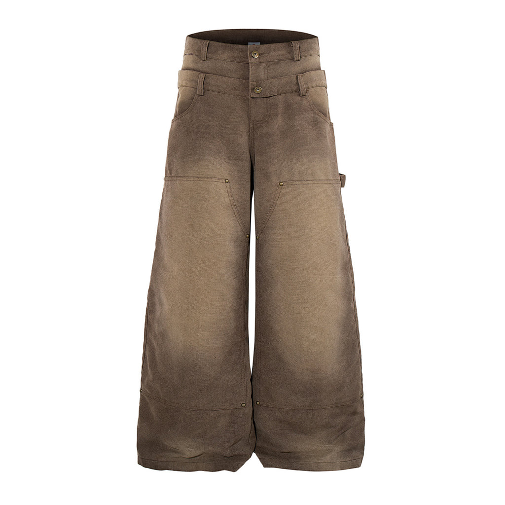 Logging double-waisted trousers, brown