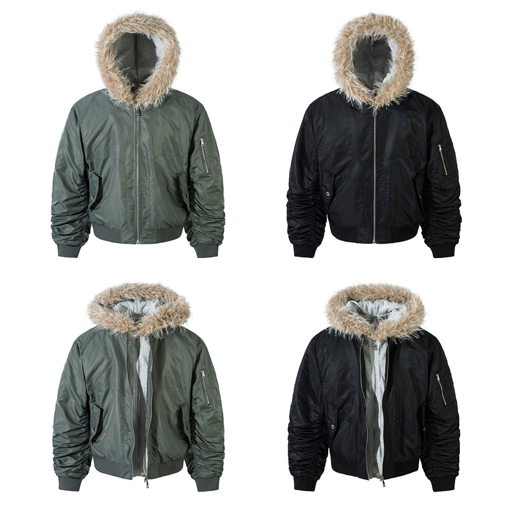 Faux-layered cotton-padded jacket