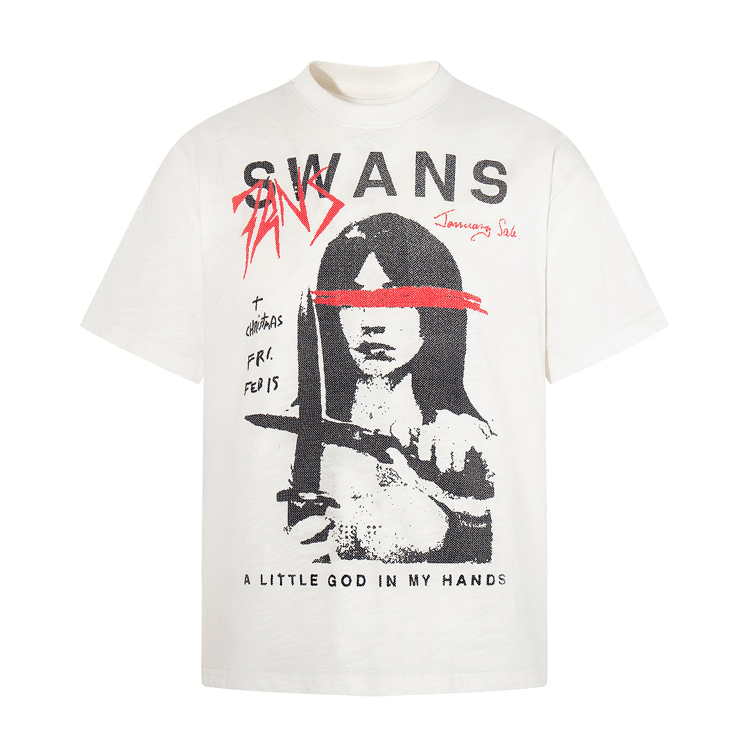 White Short-Sleeve Slub Cotton T-Shirt