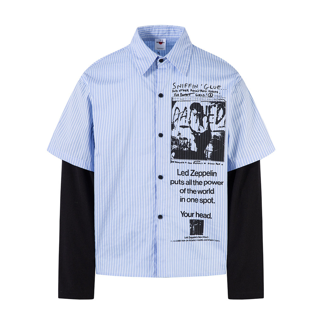 Faux-layered shirt – Blue