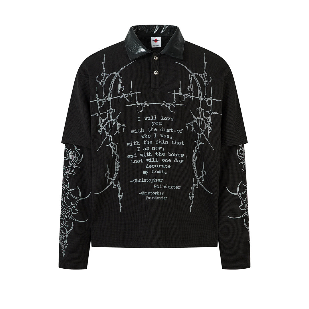 Faux-layered long-sleeve T-shirt
