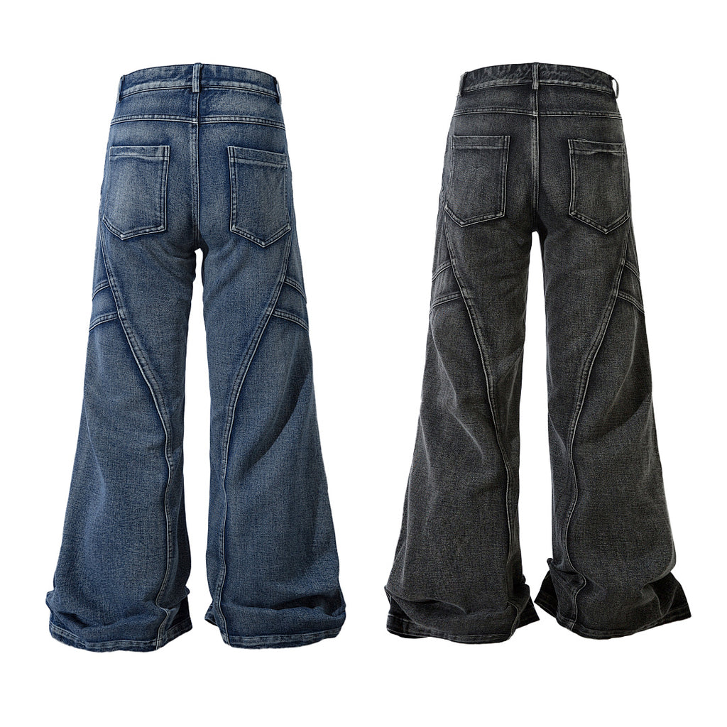 Heavy-duty patchwork denim trousers
