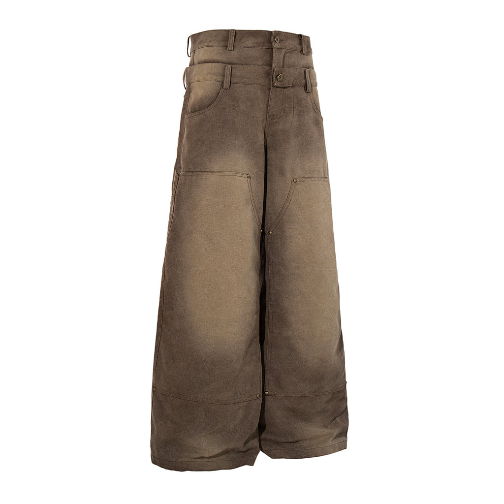 Logging double-waisted trousers, brown