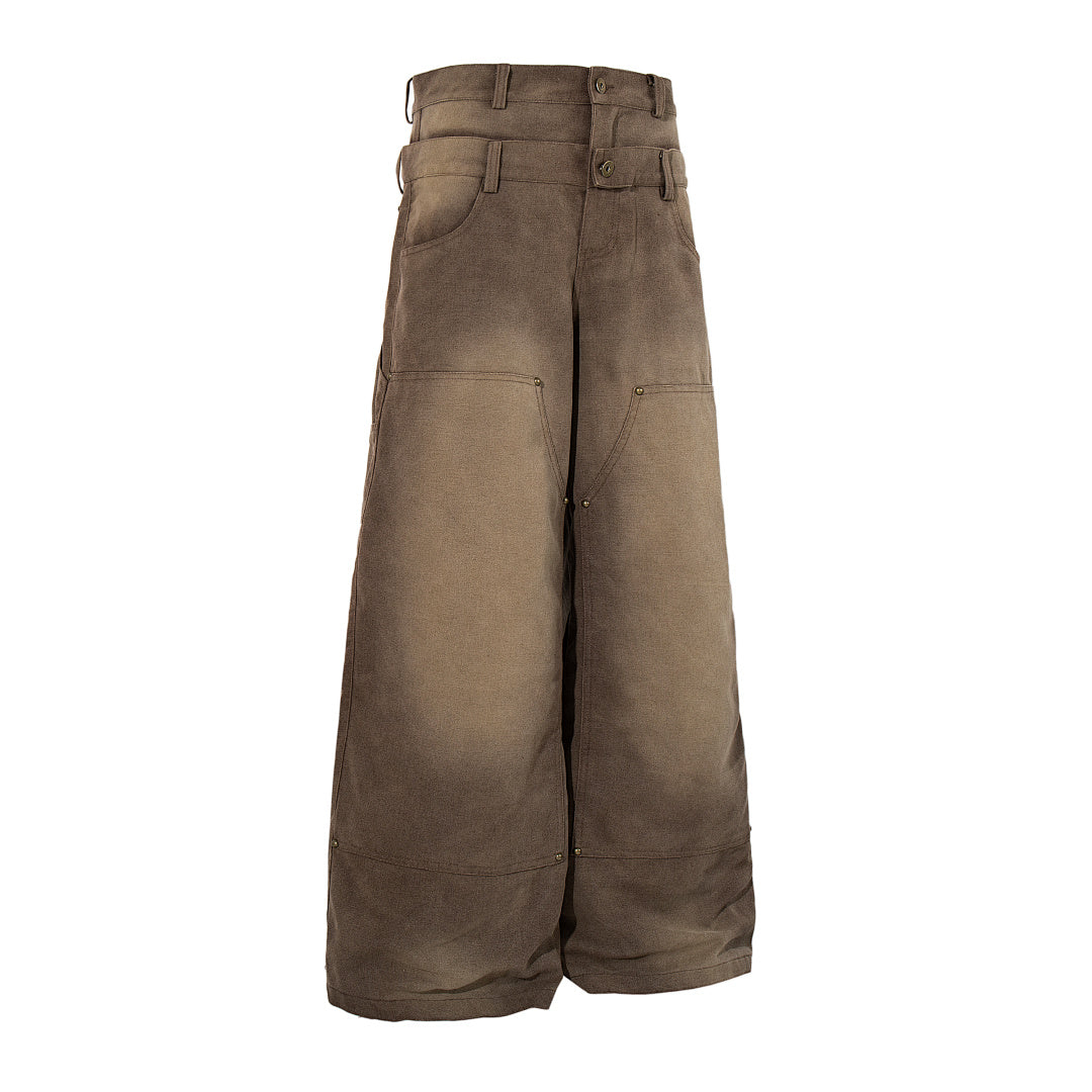 Logging double-waisted trousers, brown