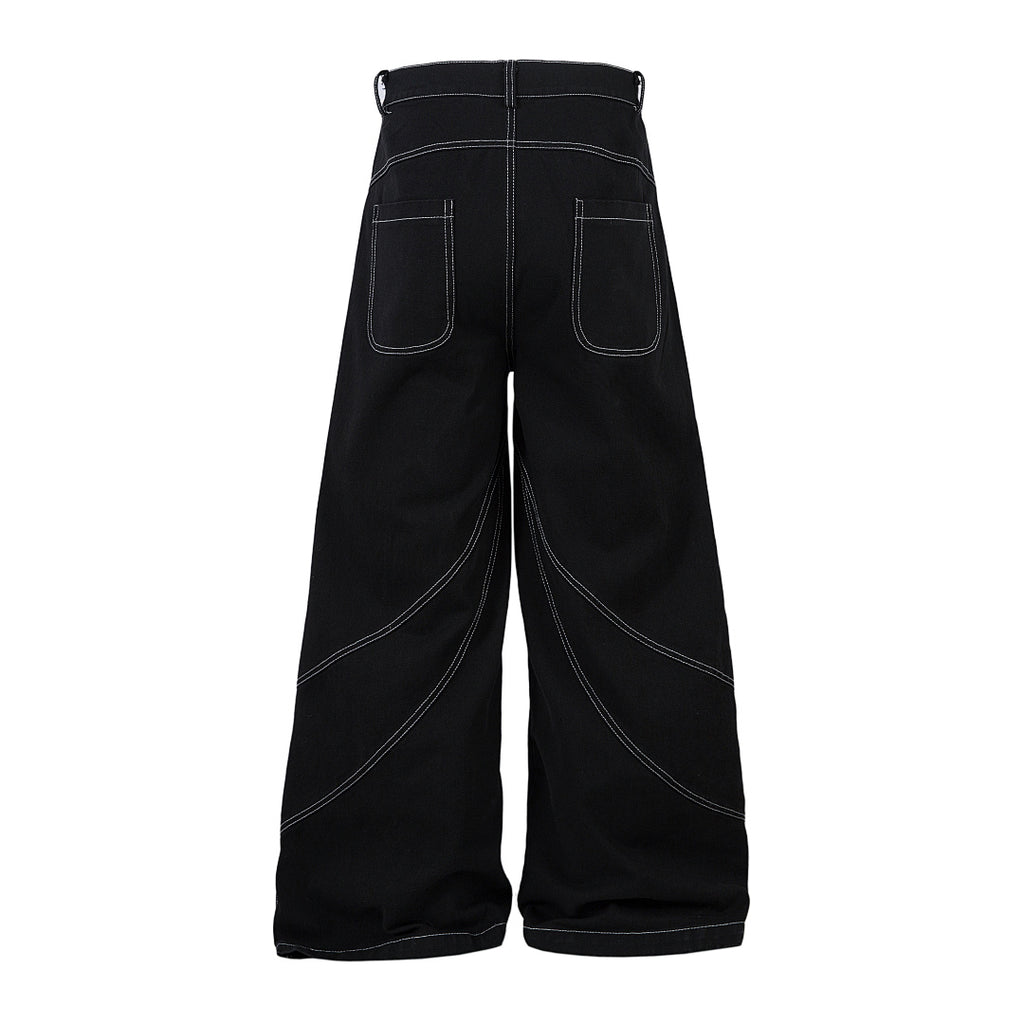 Heavy-embroidery denim trousers