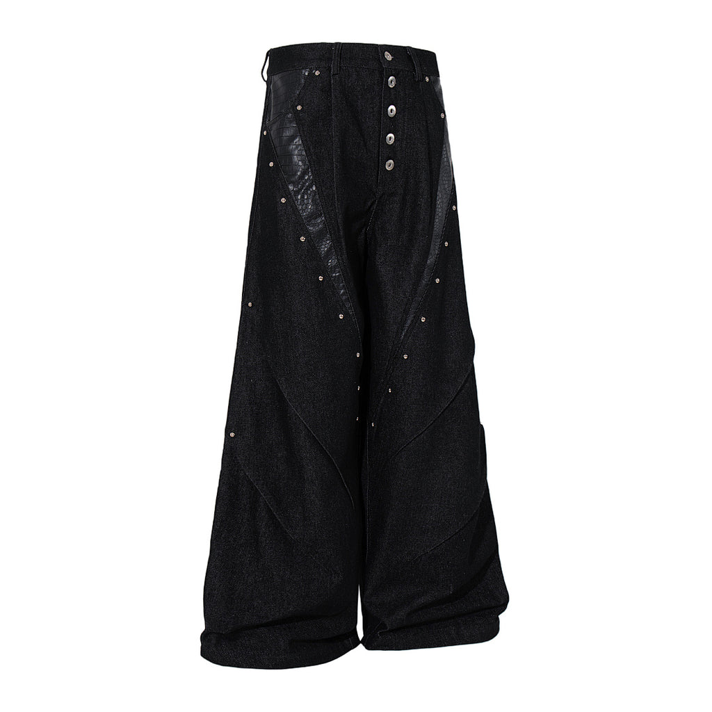 Raw denim jeans, black