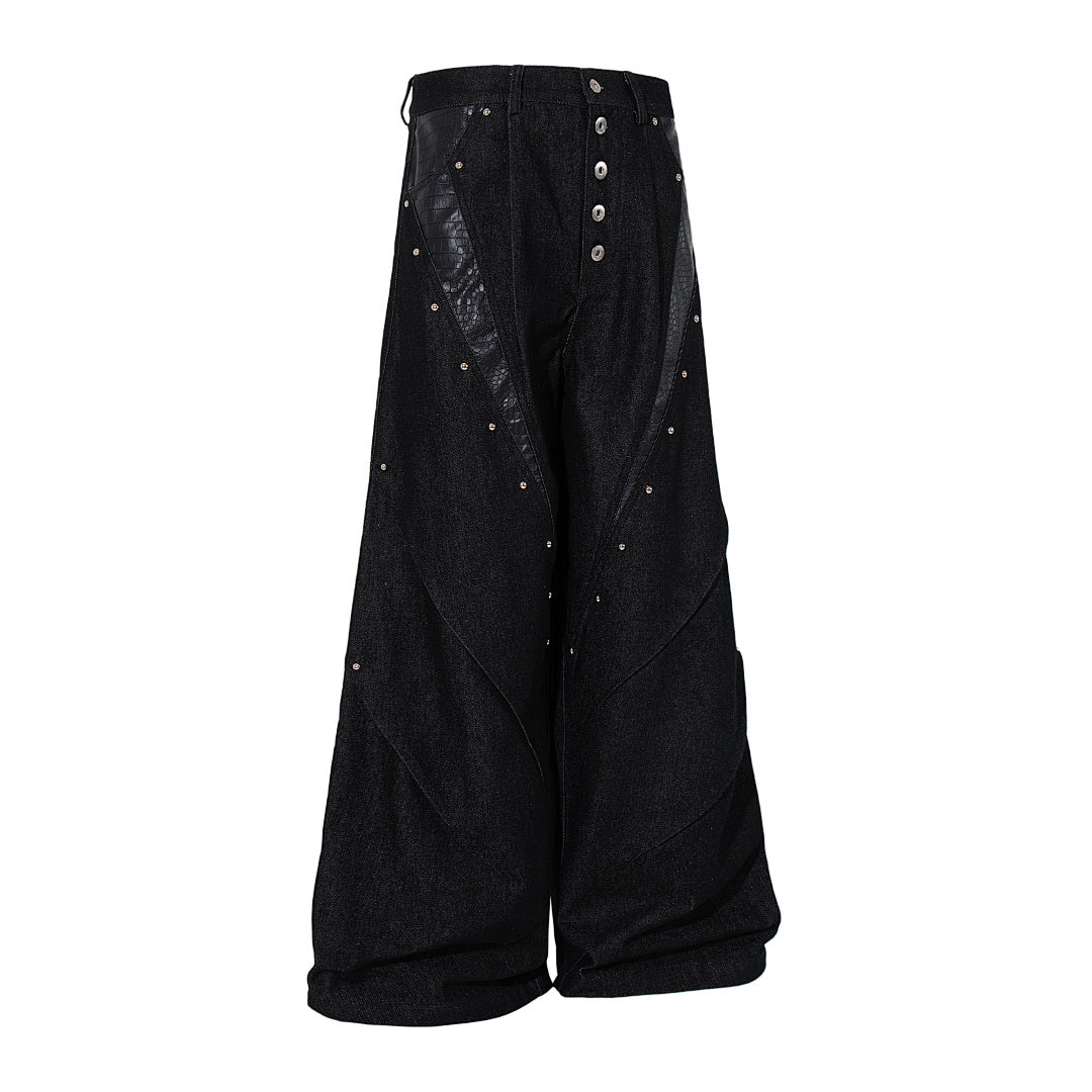 Raw denim jeans, black