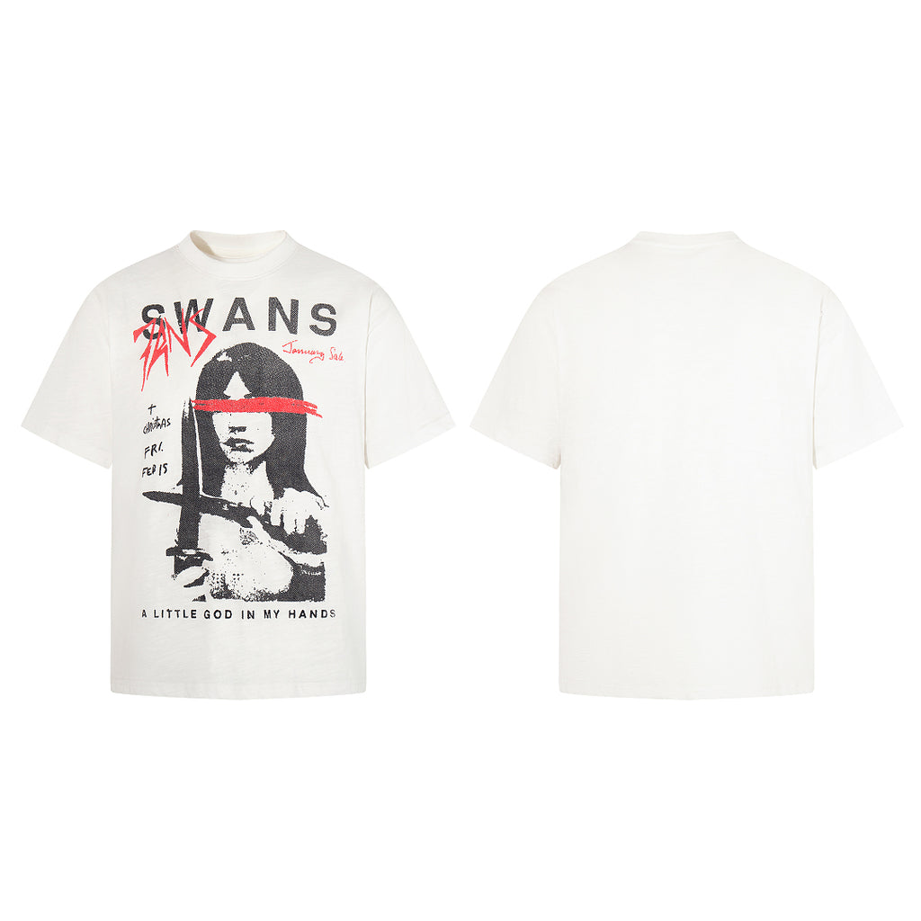 White Short-Sleeve Slub Cotton T-Shirt