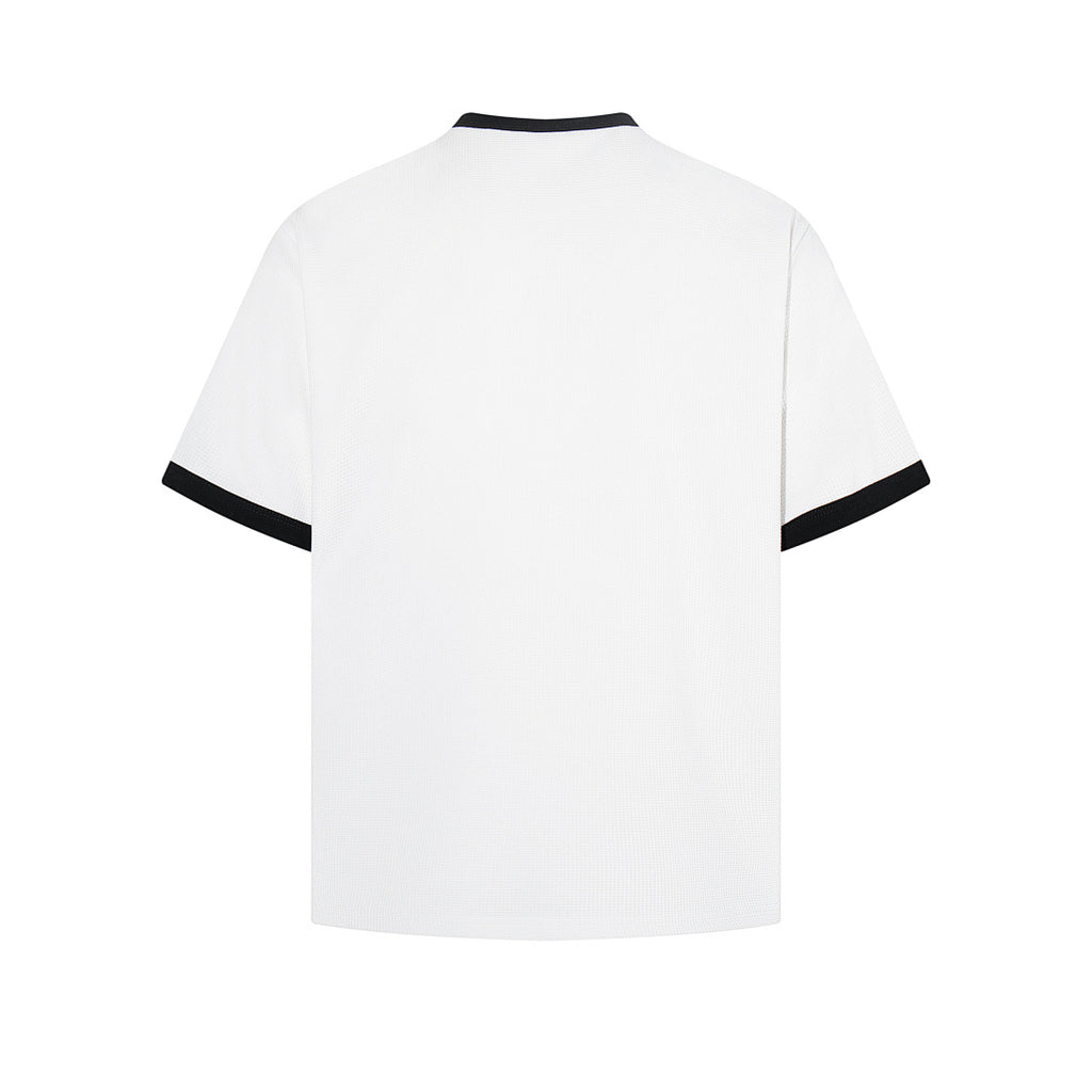 Waffle-knit short-sleeve T-shirt, white