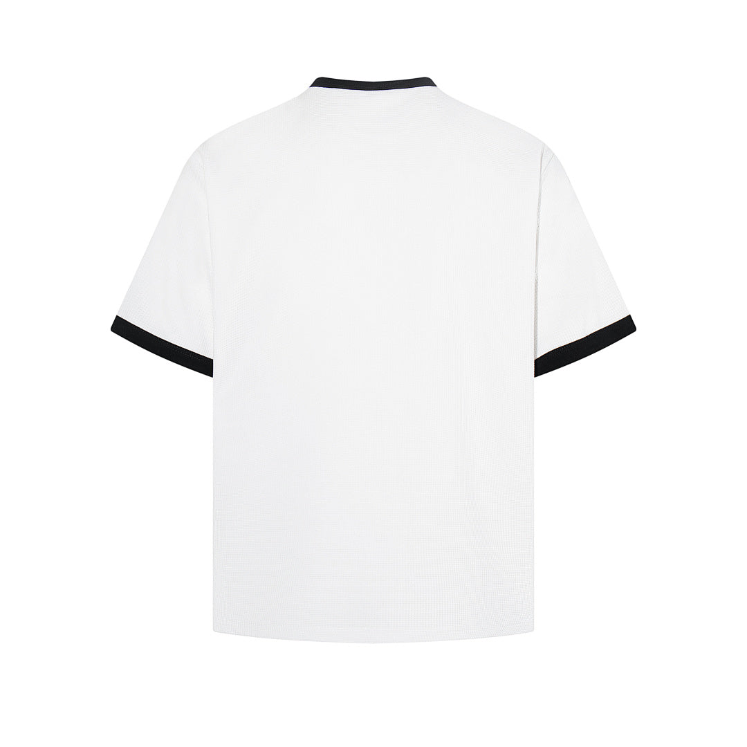 Waffle-knit short-sleeve T-shirt, white