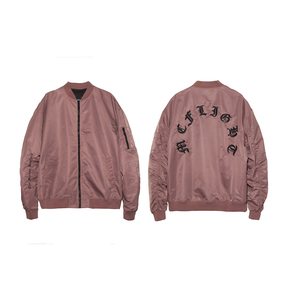 Bomber jacket — dark pink, gray, black