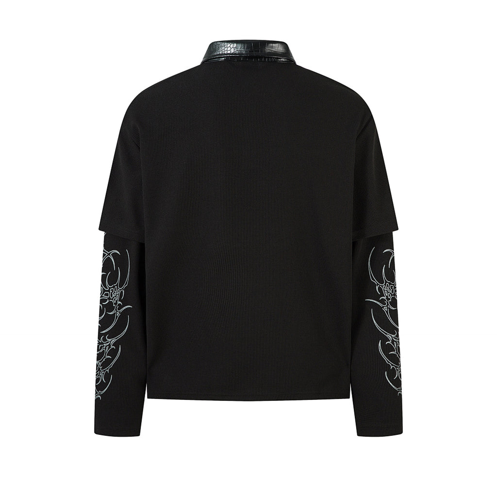 Faux-layered long-sleeve T-shirt