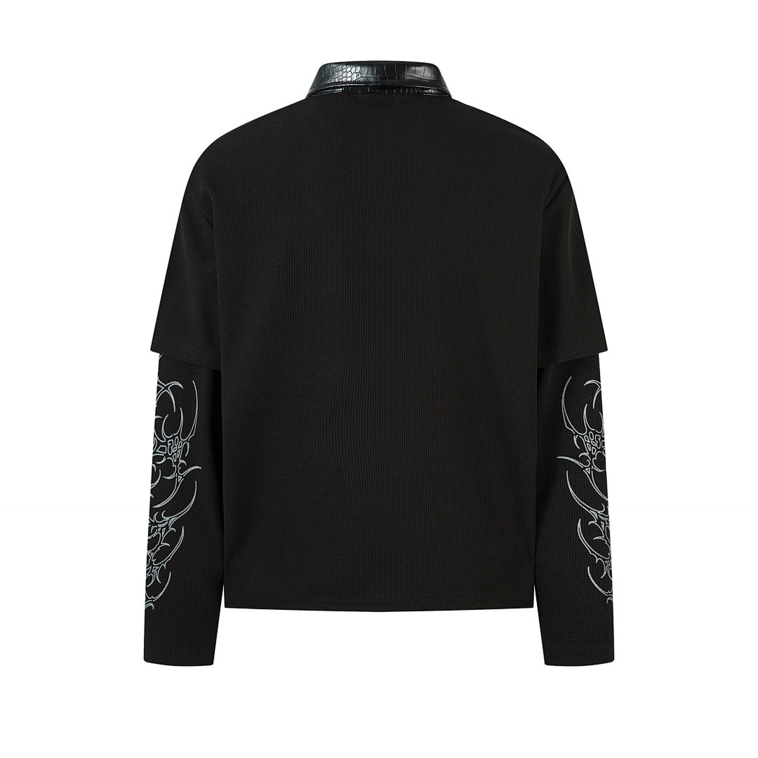 Faux-layered long-sleeve T-shirt