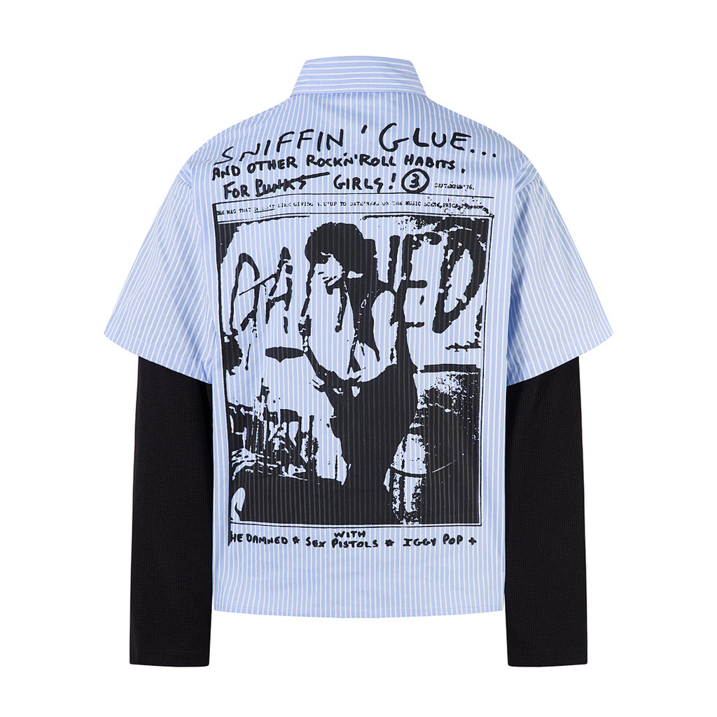 Faux-layered shirt – Blue