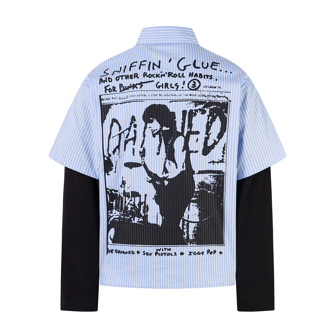Faux-layered shirt – Blue