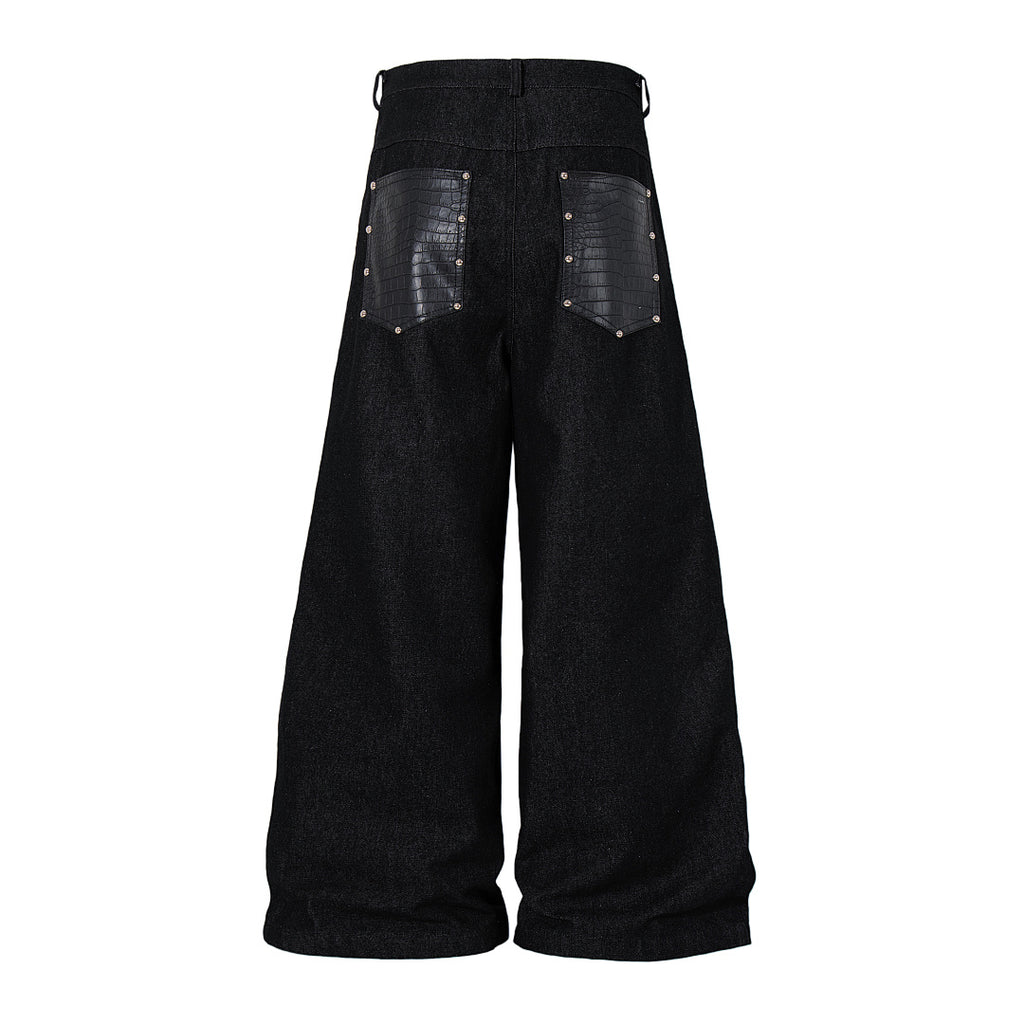 Raw denim jeans, black