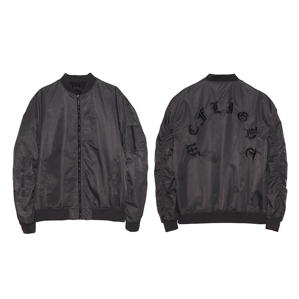 Bomber jacket — dark pink, gray, black