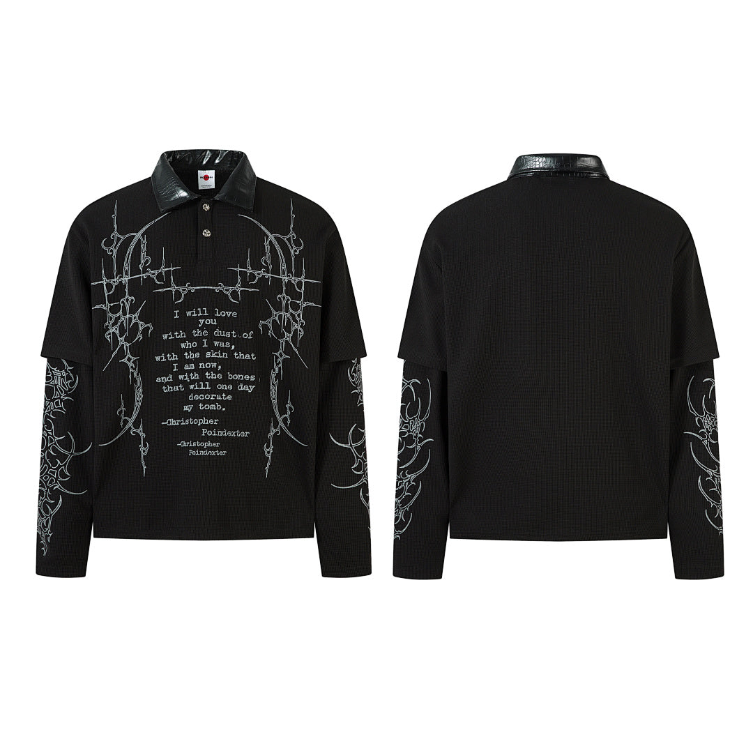 Faux-layered long-sleeve T-shirt