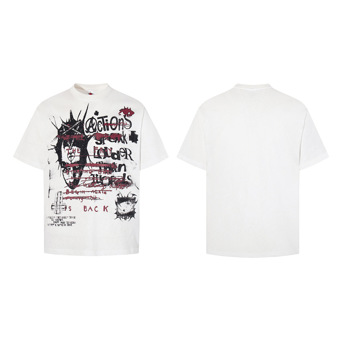 Snowflake-texture breathable short-sleeve T-shirt – White