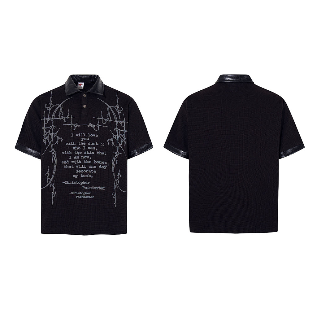 Waffle-knit short-sleeve polo shirt