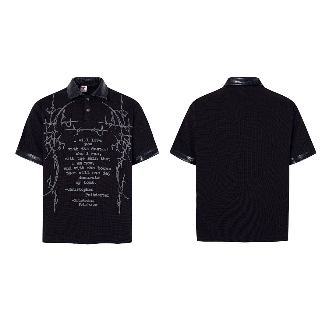 Waffle-knit short-sleeve polo shirt