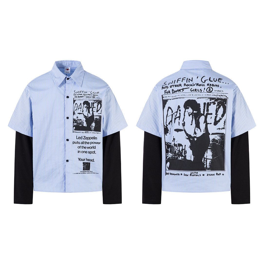 Faux-layered shirt – Blue