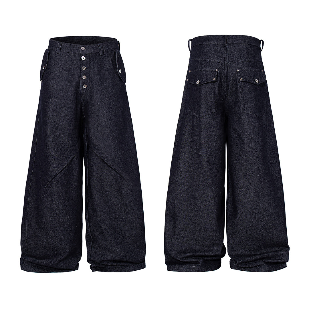 Raw denim jeans, blue