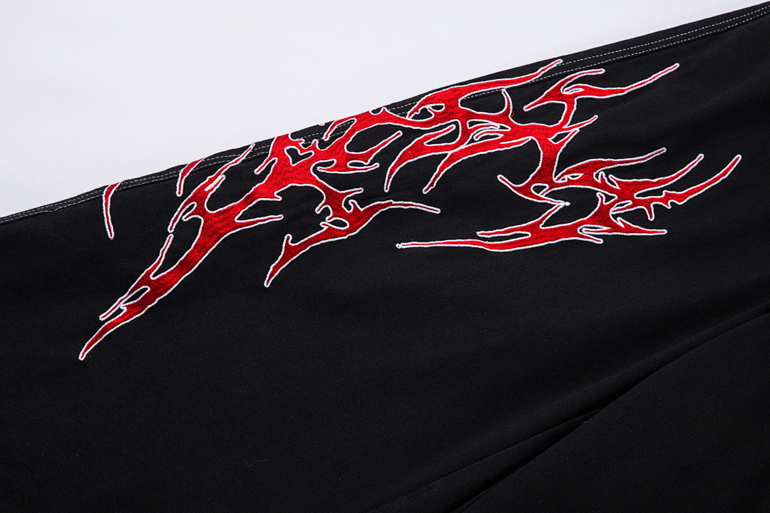 Embroidered denim trousers