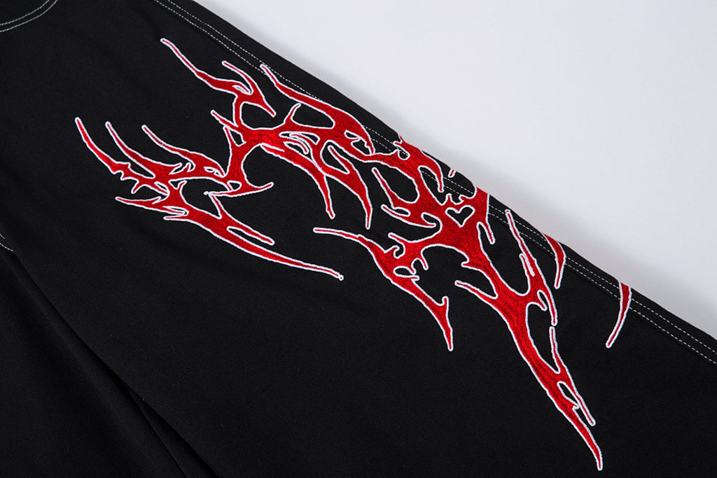 Embroidered denim trousers