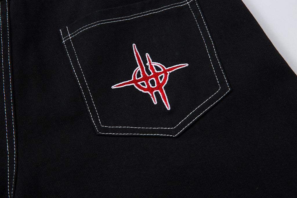 Embroidered denim trousers