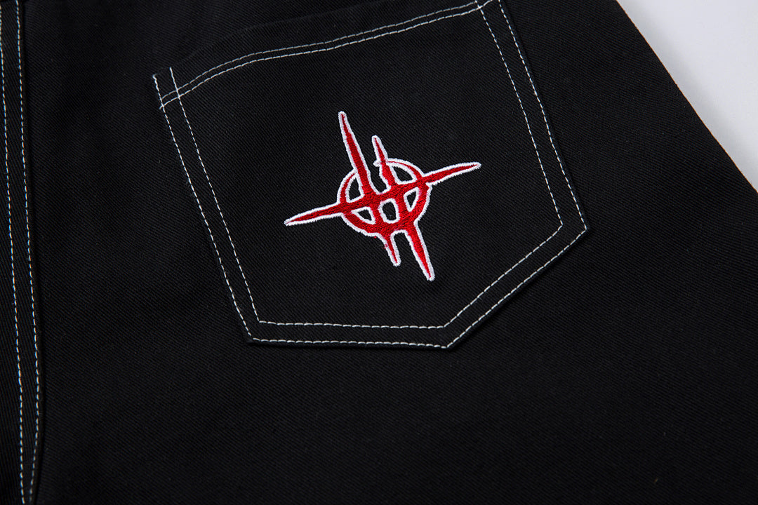 Embroidered denim trousers