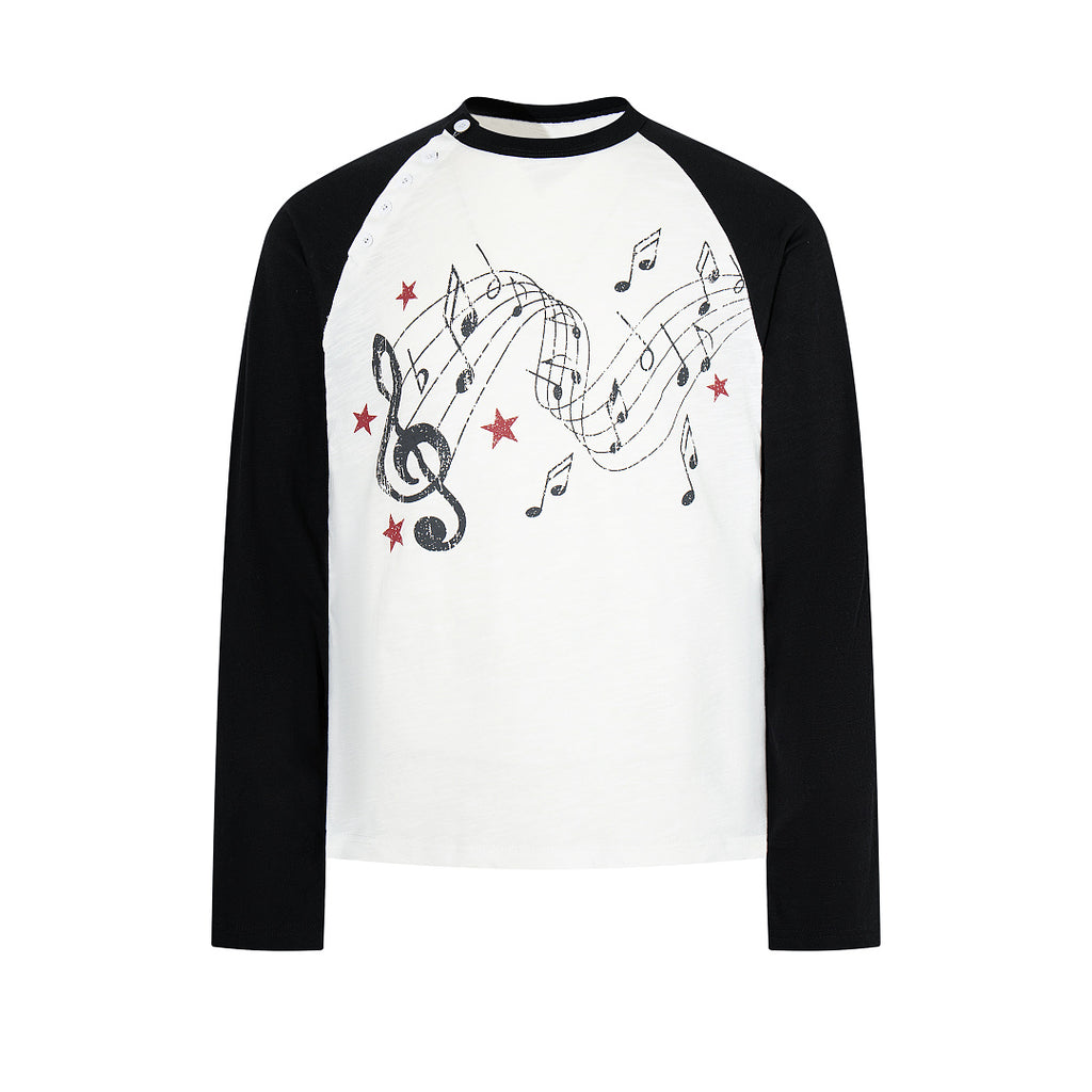 Slub Cotton Long-Sleeve Henley T-Shirt with Side Opening – Black
