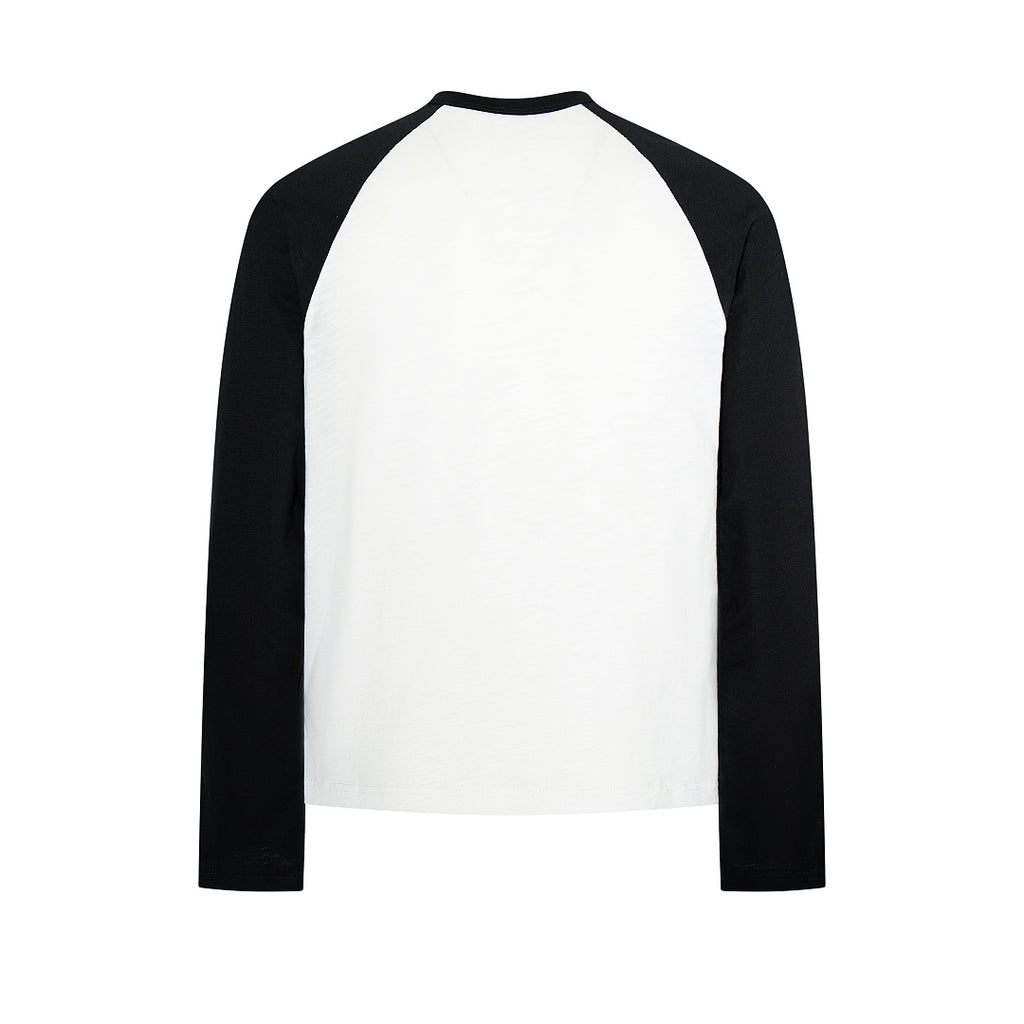 Slub Cotton Long-Sleeve Henley T-Shirt with Side Opening – Black