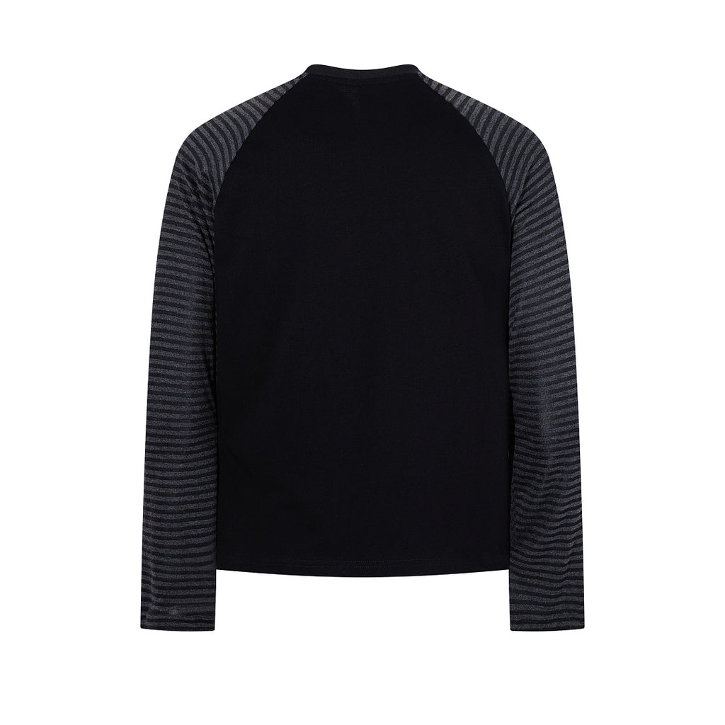Striped long-sleeve raglan T-shirt, black
