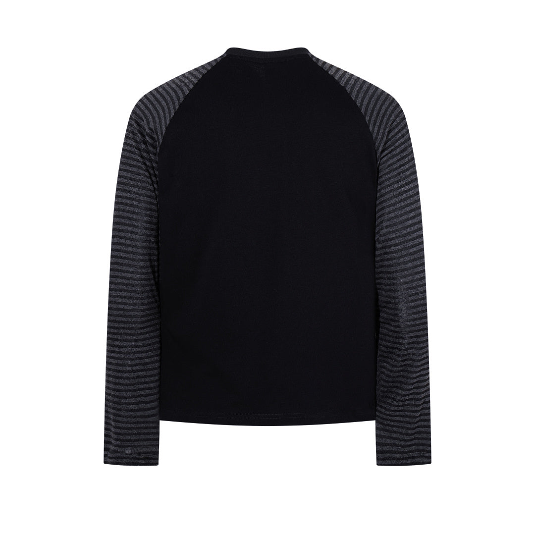 Striped long-sleeve raglan T-shirt, black
