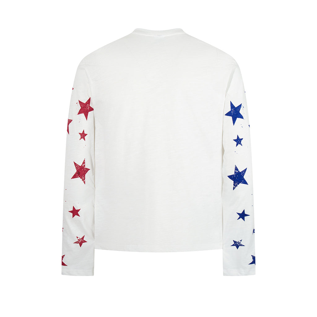White long-sleeve slub cotton T-shirt