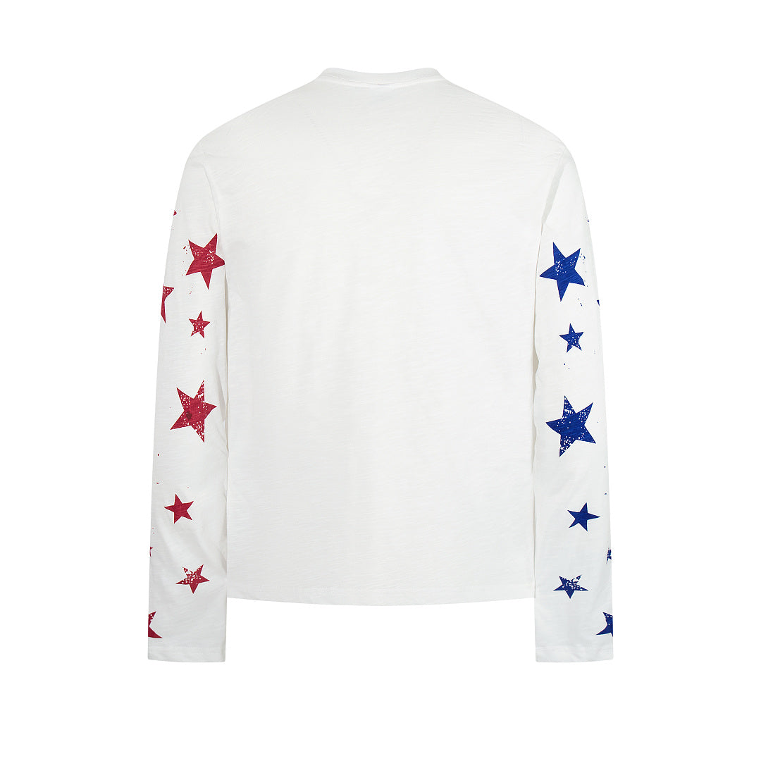 White long-sleeve slub cotton T-shirt