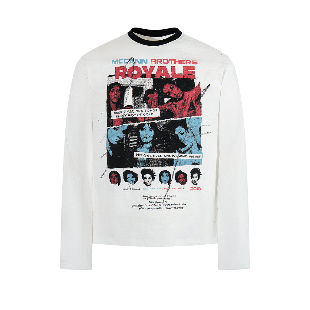 White long-sleeve slub cotton T-shirt