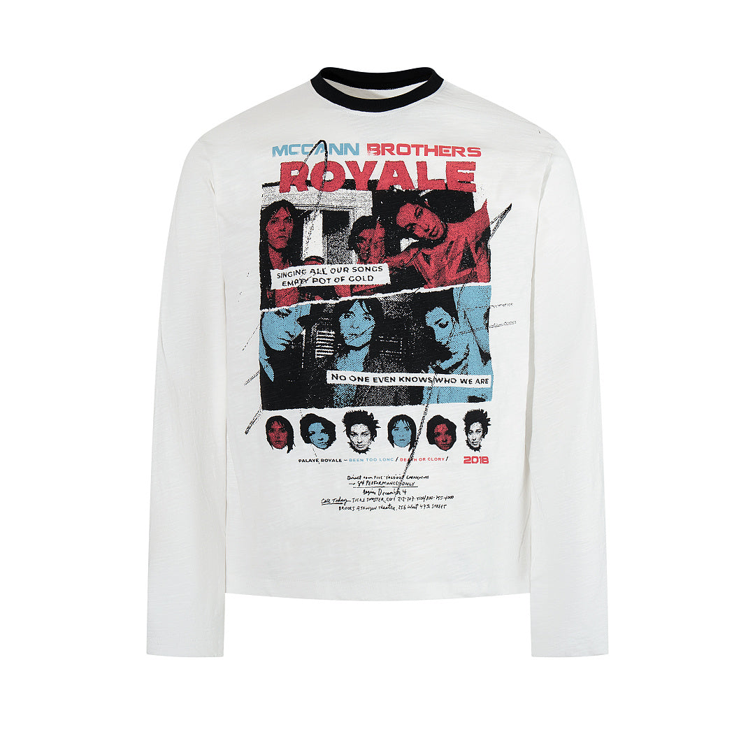 White long-sleeve slub cotton T-shirt