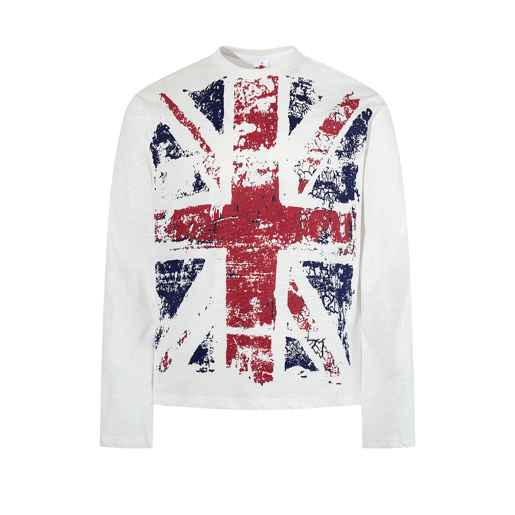 White long-sleeve slub cotton T-shirt
